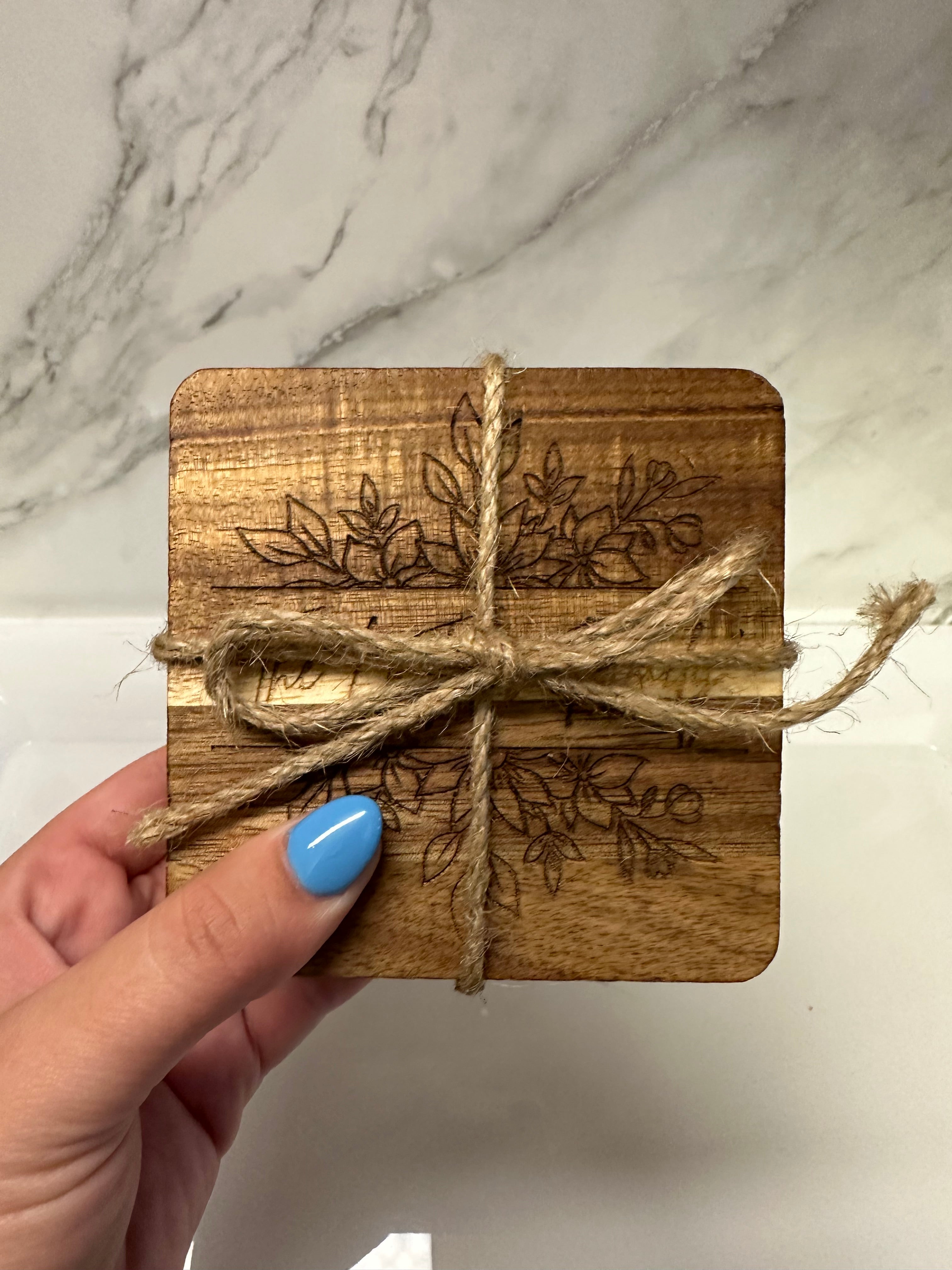 4 Set Acacia Coasters