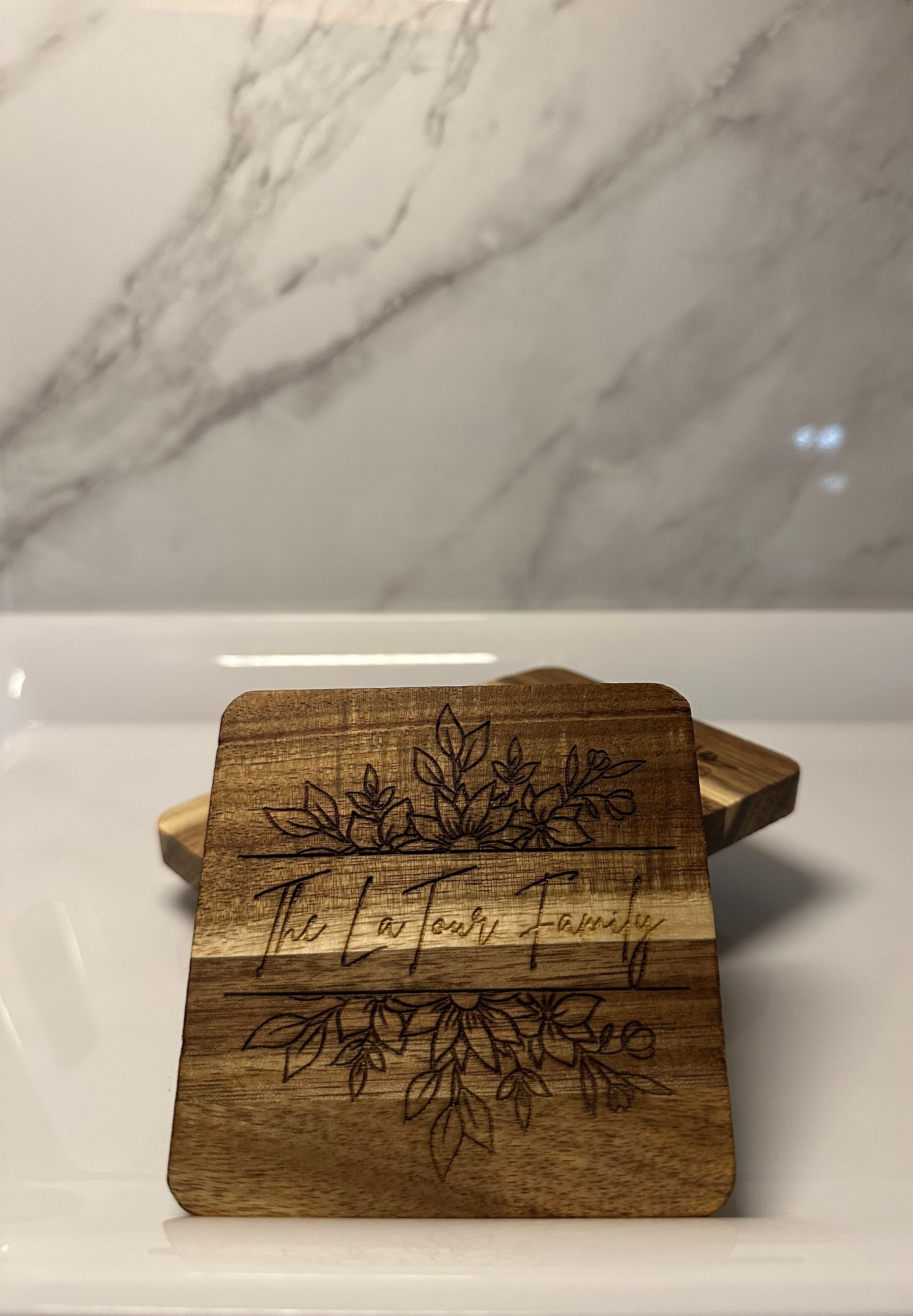 4 Set Acacia Coasters