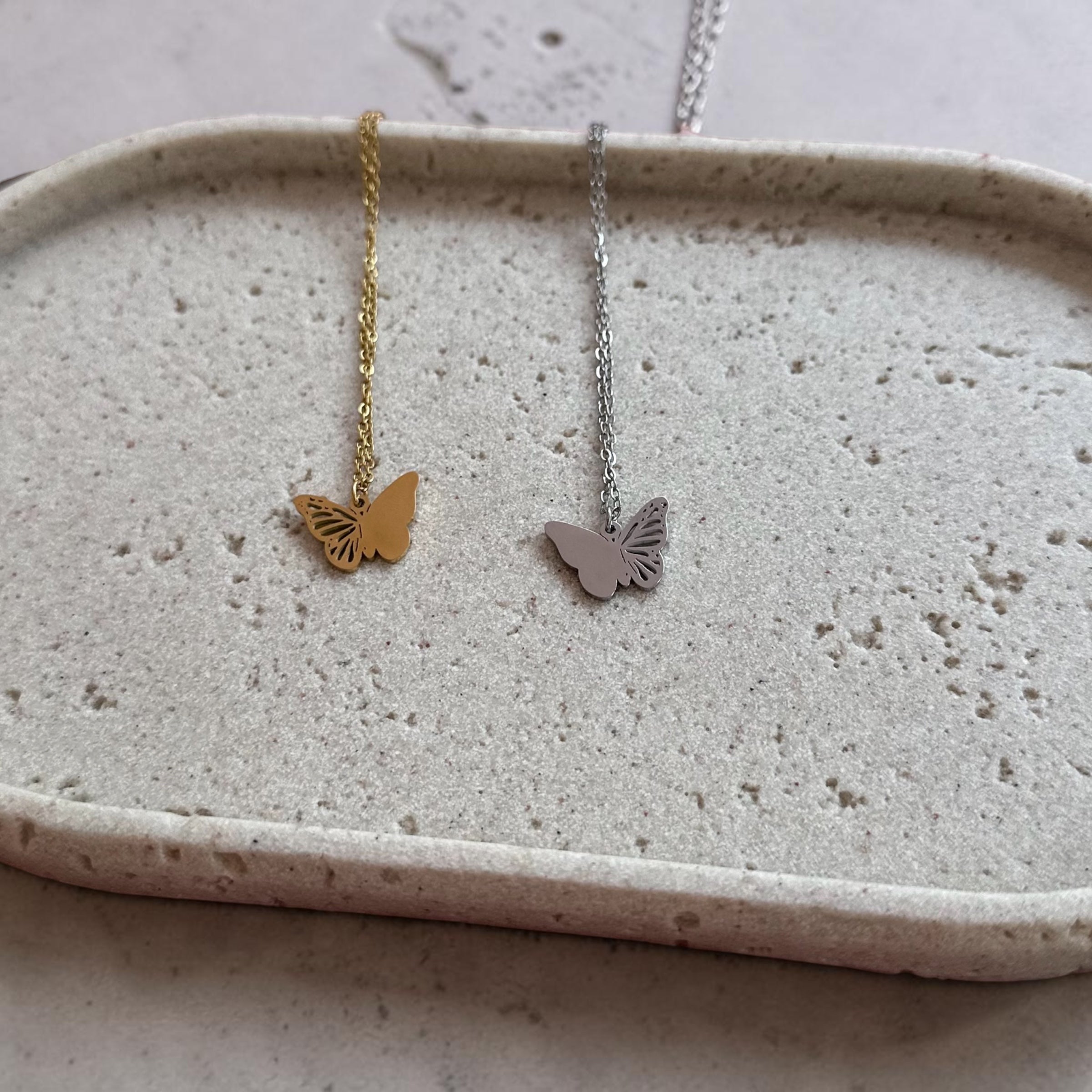 Engraved butterfly necklace