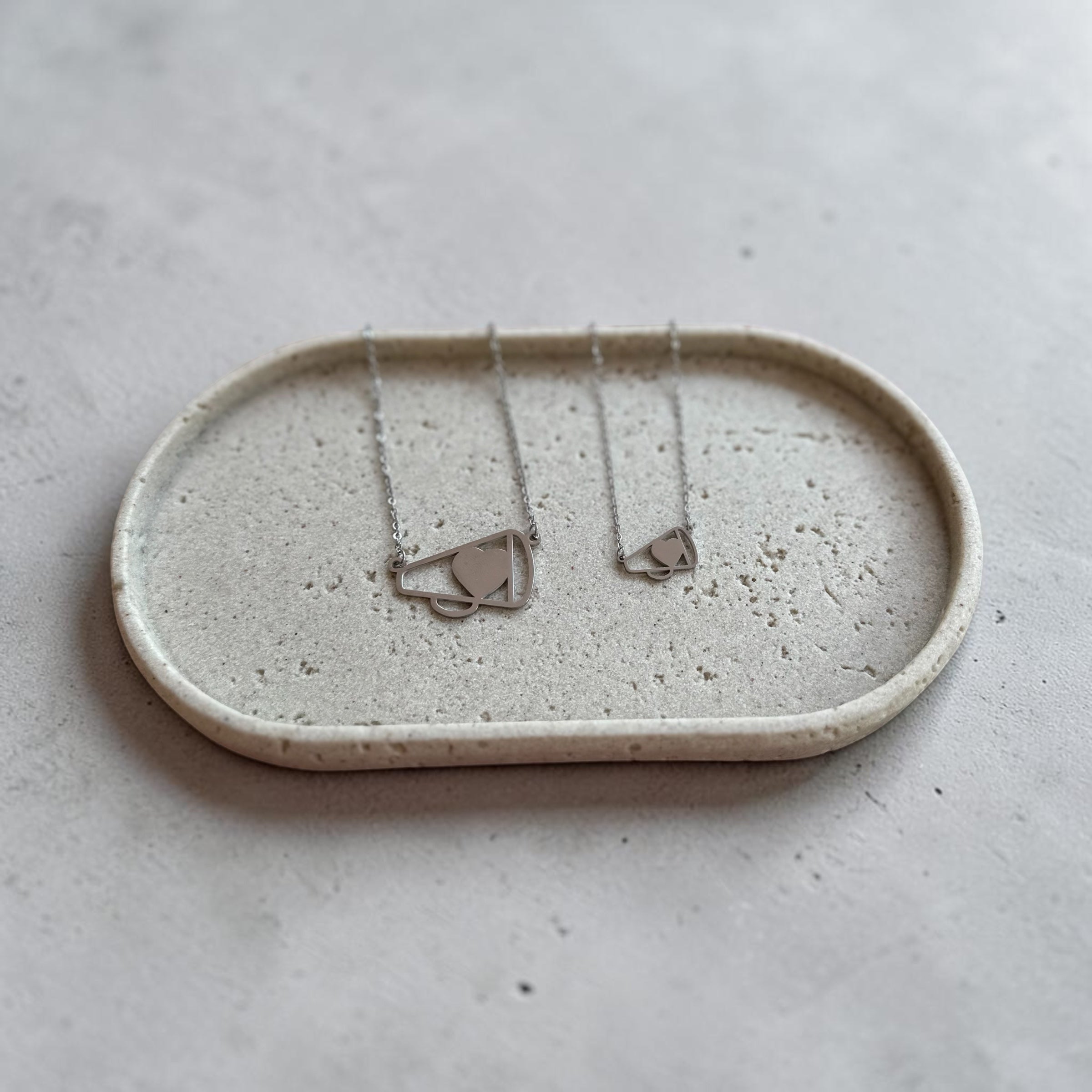 Engraved megaphone cheer necklaces