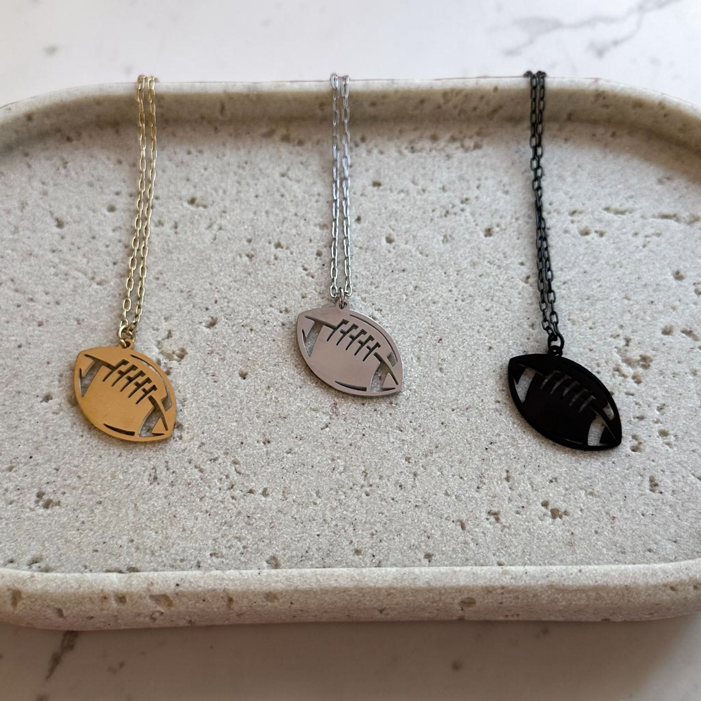 Engraved Football Necklace