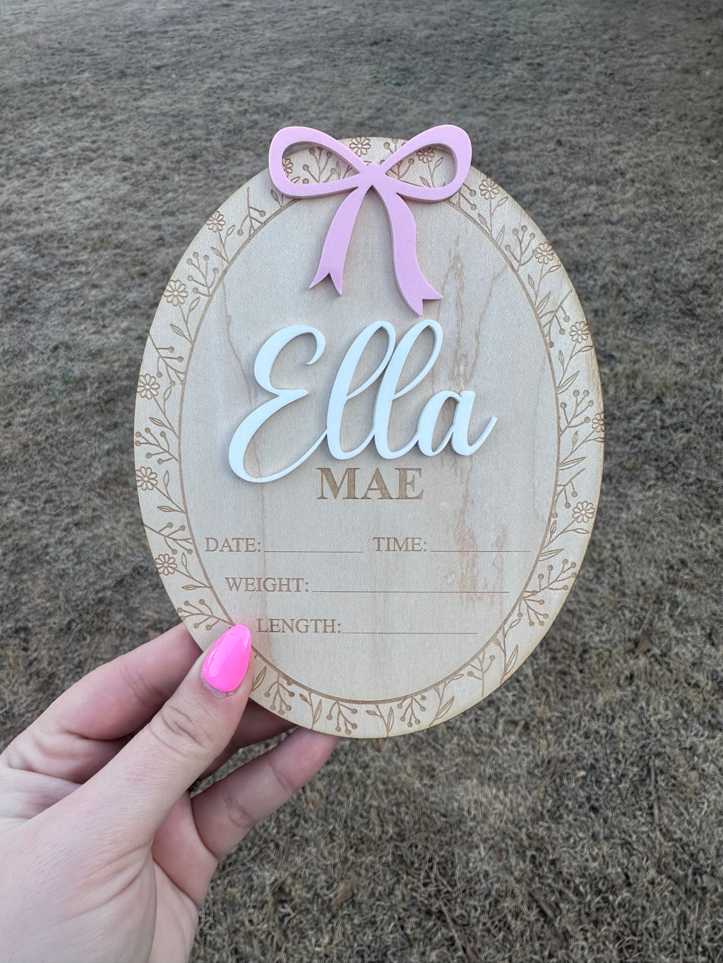Floral Bow Birth Sign