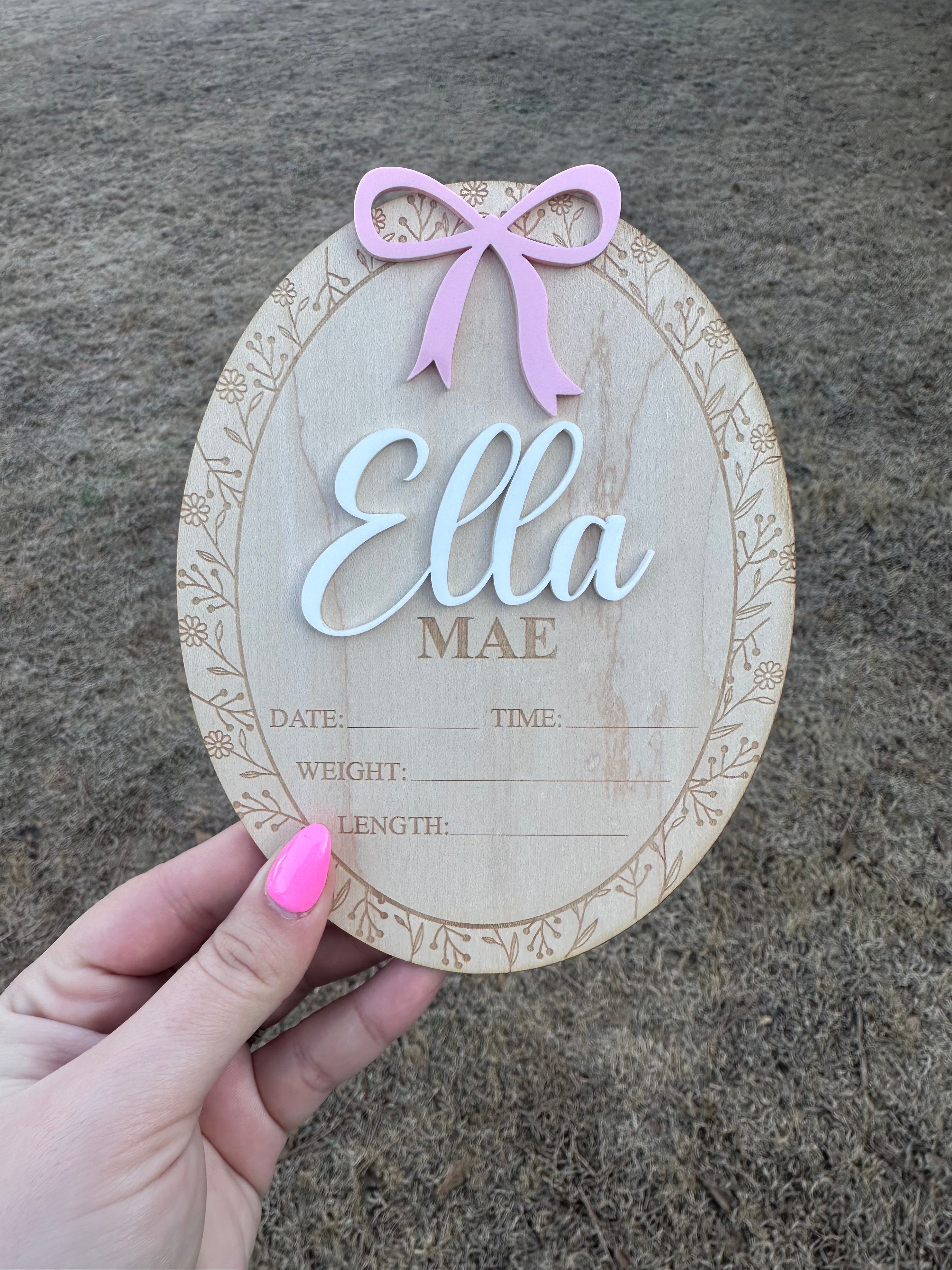Floral Bow Birth Sign
