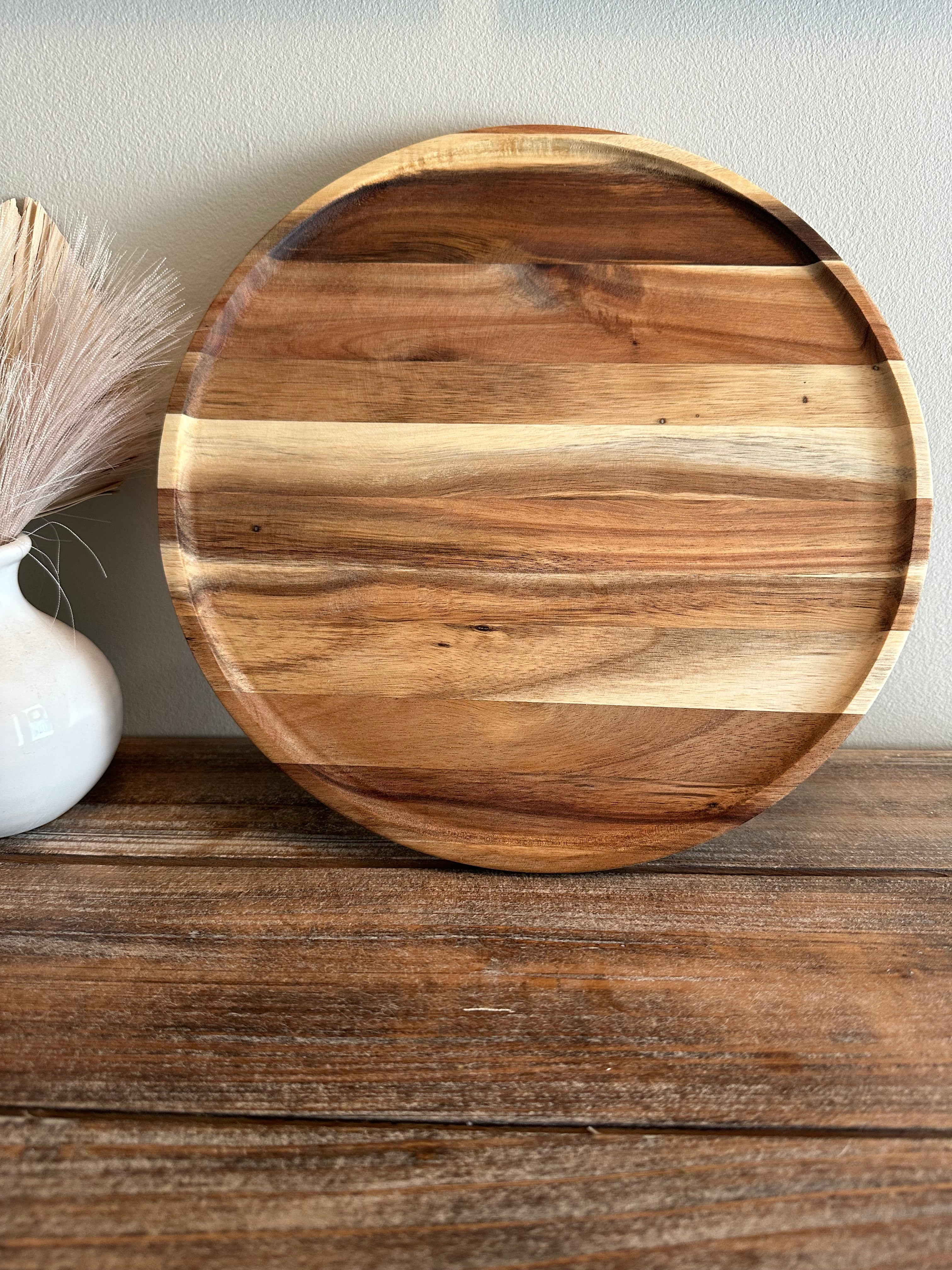 Round Acacia Serving Tray