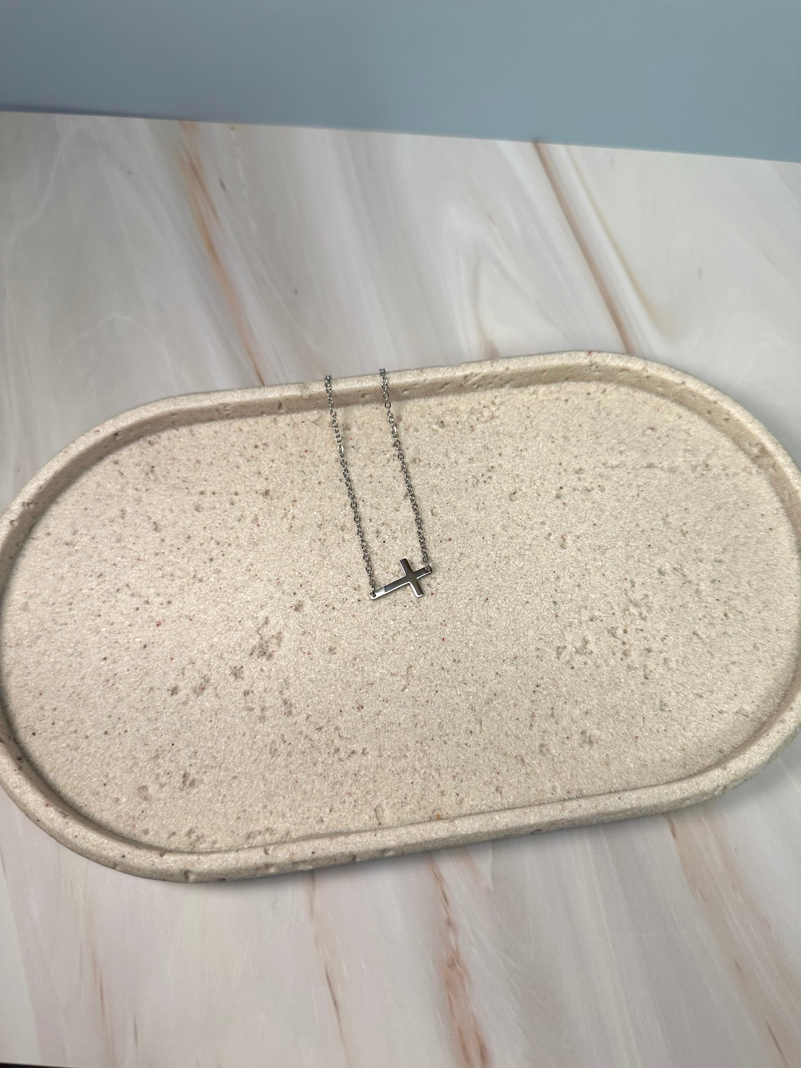 Tiny Horizontal Cross Necklace