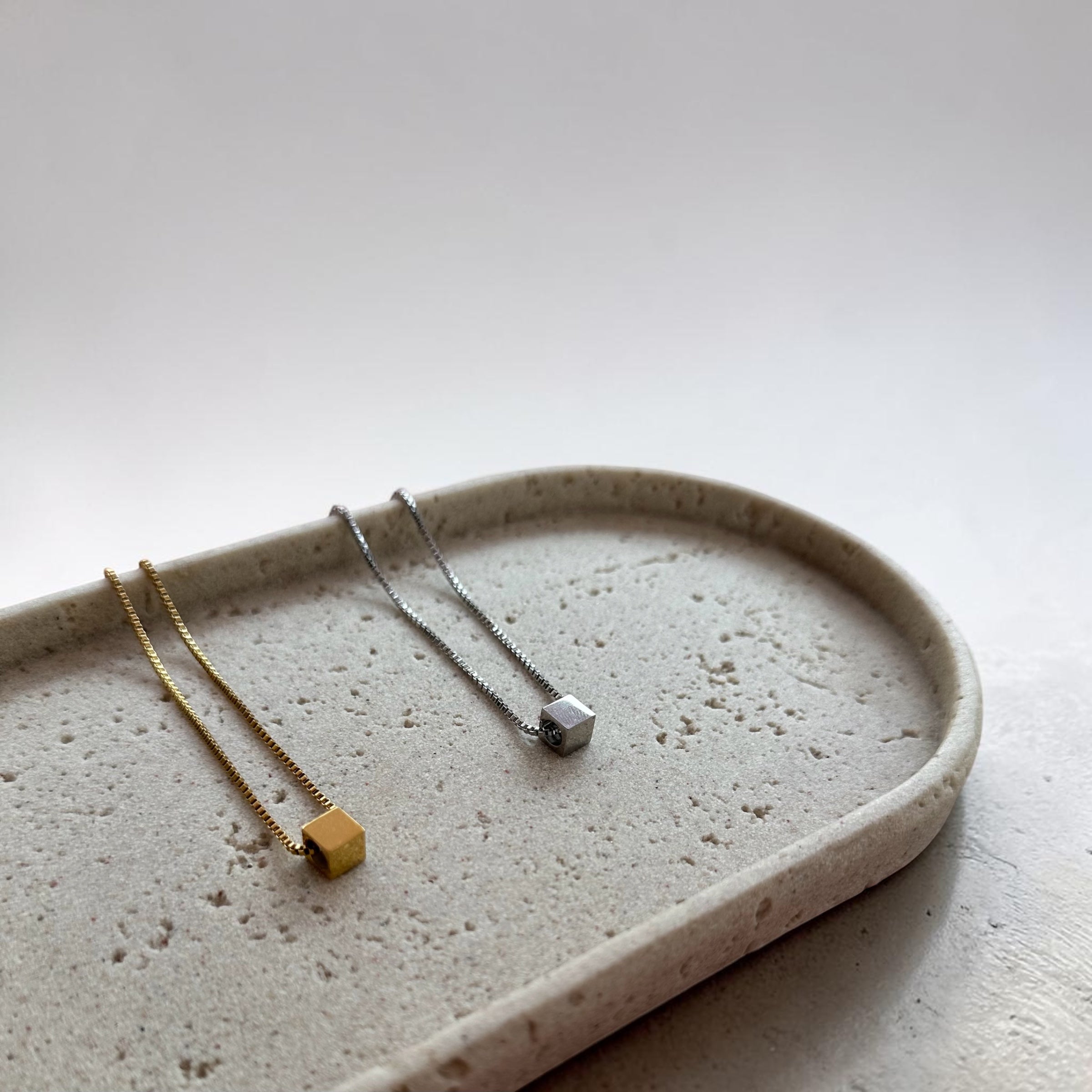 Engraved square charm necklace